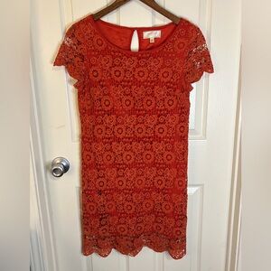 Moulinette Soeurs Anthropologie Rust Crochet Lace Shift Dress Spring